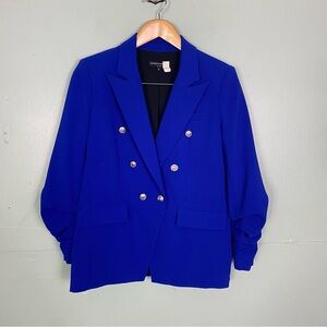 Generation Love Double Breasted Cinched Scrunched Sleeves Blue Medium‎ Blazer